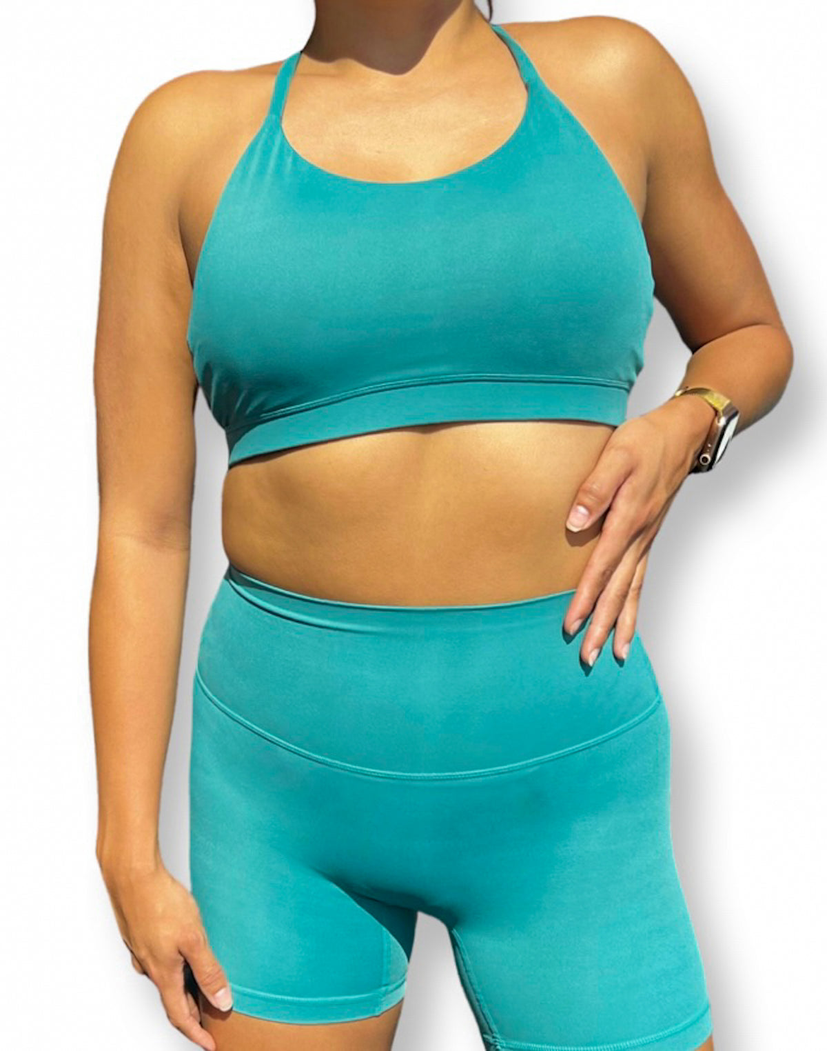 bright aqua sports bra